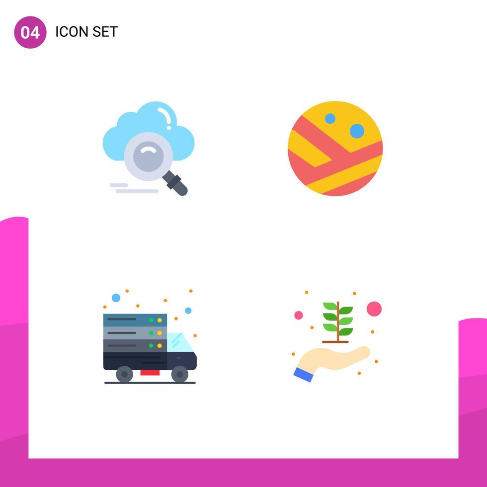 4 Universal Flat Icons Set for Web and Mobile Applications cloud internet online proceed transfer Editable Vector Design Elements