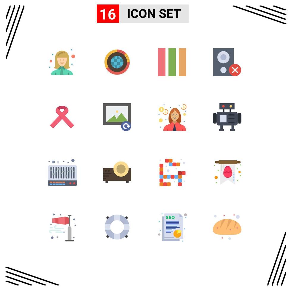 Pack of 16 Modern Flat Colors Signs and Symbols for Web Print Media such as gadget computers globe web design column Editable Pack of Creative Vector Design Elements