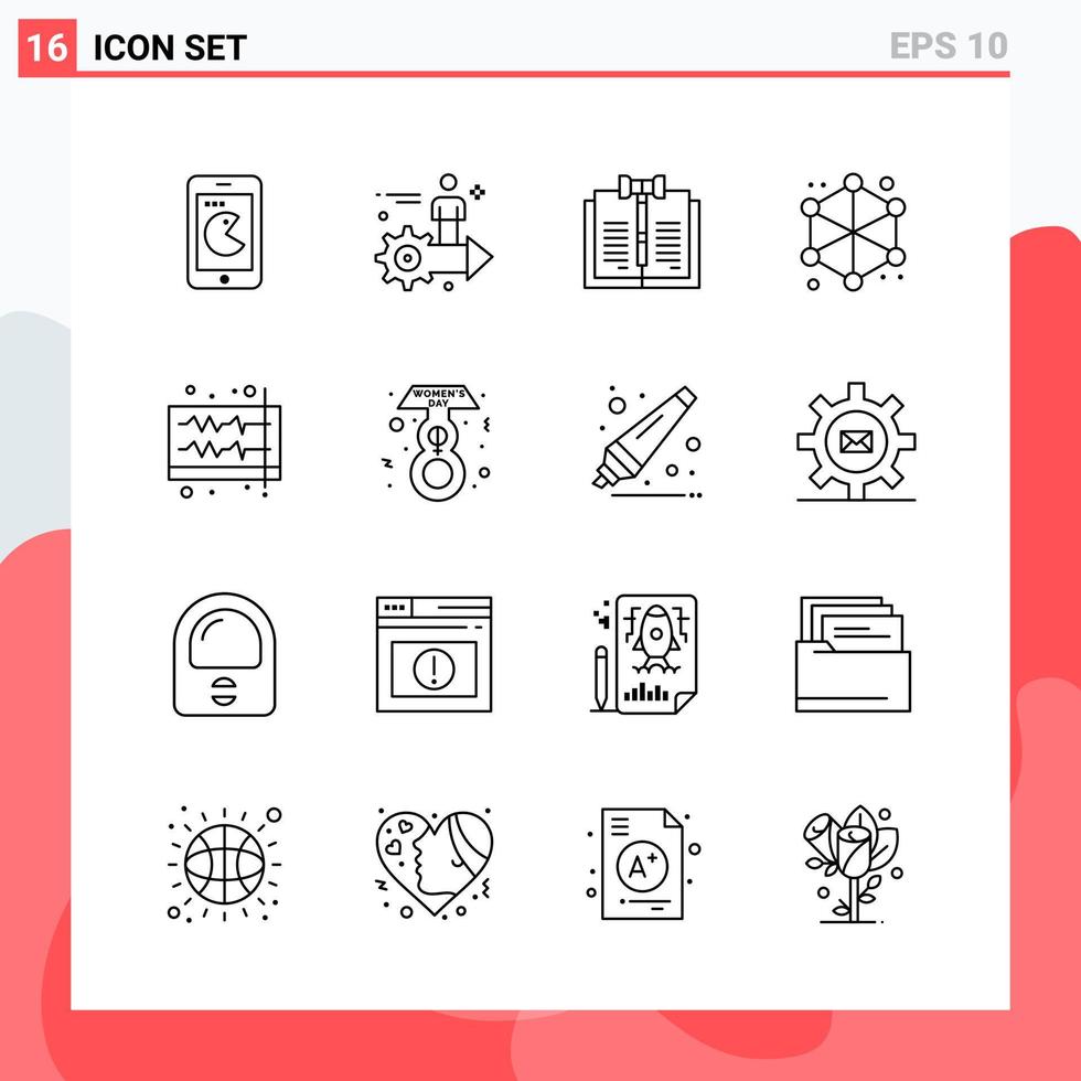 colección de 16 iconos vectoriales en estilo de línea símbolos de esquema modernos para web y signo de icono de línea móvil aislado en fondo blanco 16 iconos vector