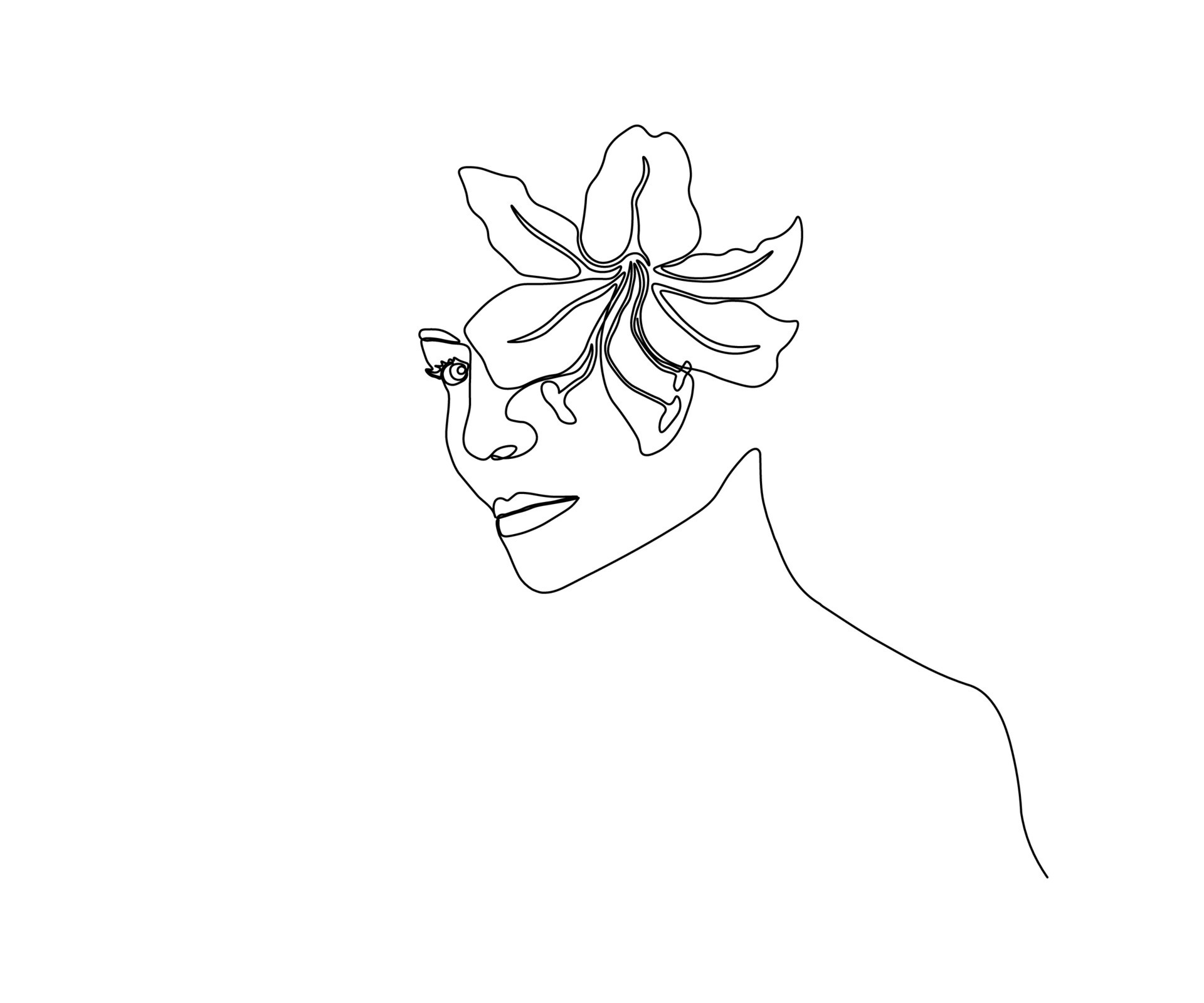 abstract portrait of a girl with a lily in her hair in the style of one  line art. Logo for hair salon,beauty salon,SPA,massage 14799683 Vector Art  at Vecteezy