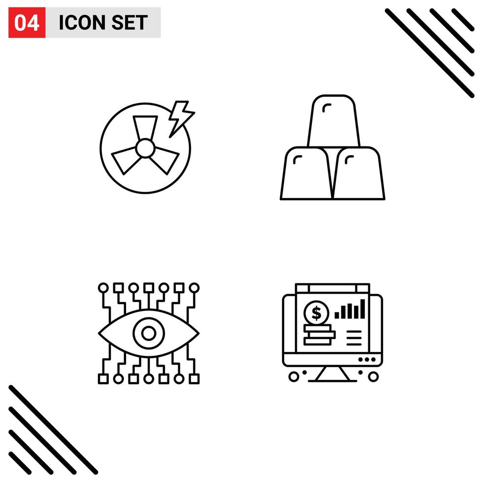 Stock Vector Icon Pack of 4 Line Signs and Symbols for fan watch factory finance dollar Editable Vector Design Elements