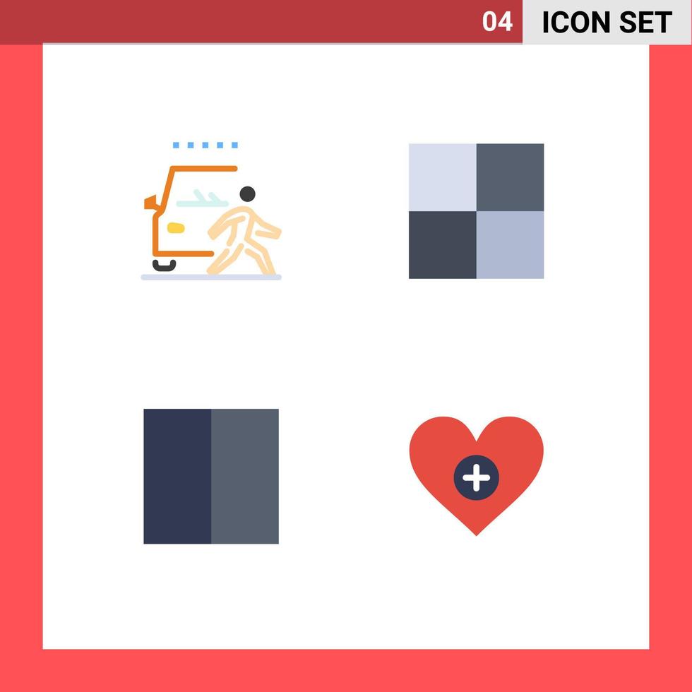 Pack of 4 creative Flat Icons of and layout pedestrian wireframe love Editable Vector Design Elements