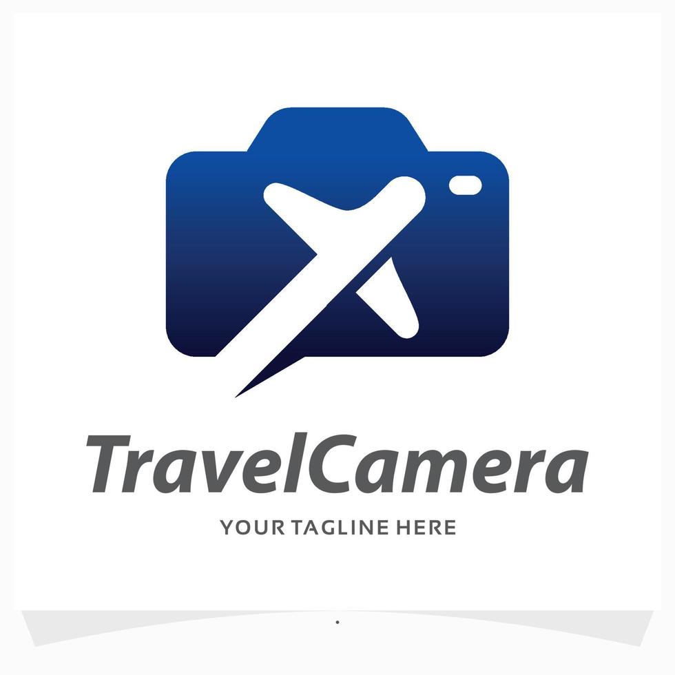 travel camera logo design template vector