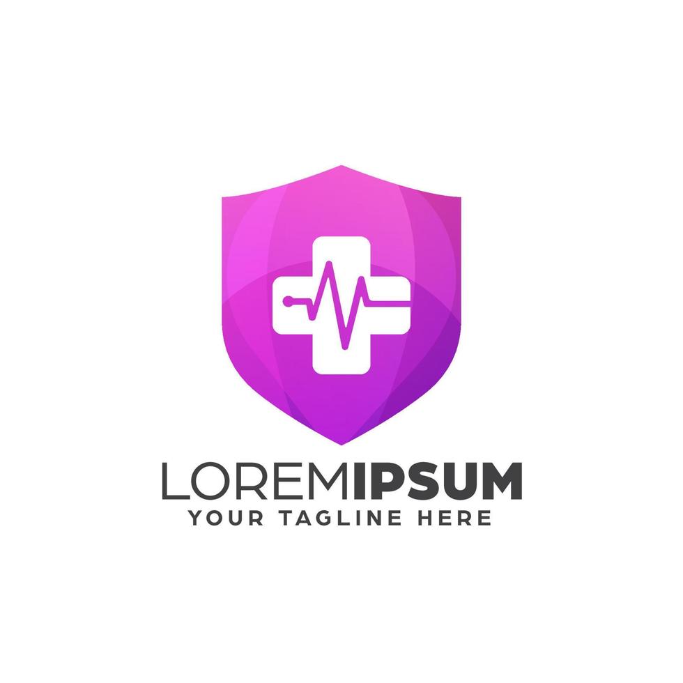 Gradient Abstract Health Shield Logo Design Template vector