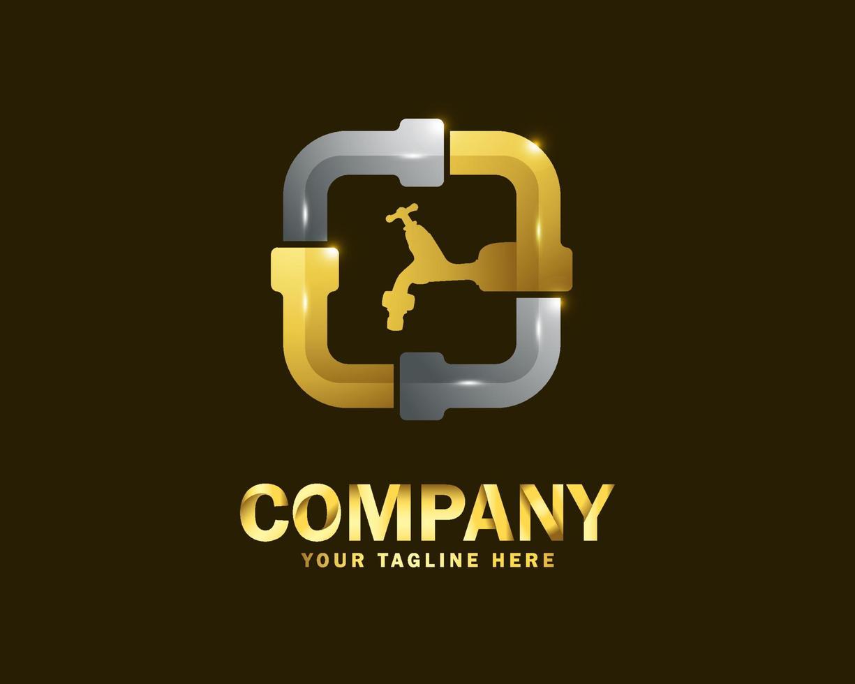 luxury gold drop repair logo design template vector
