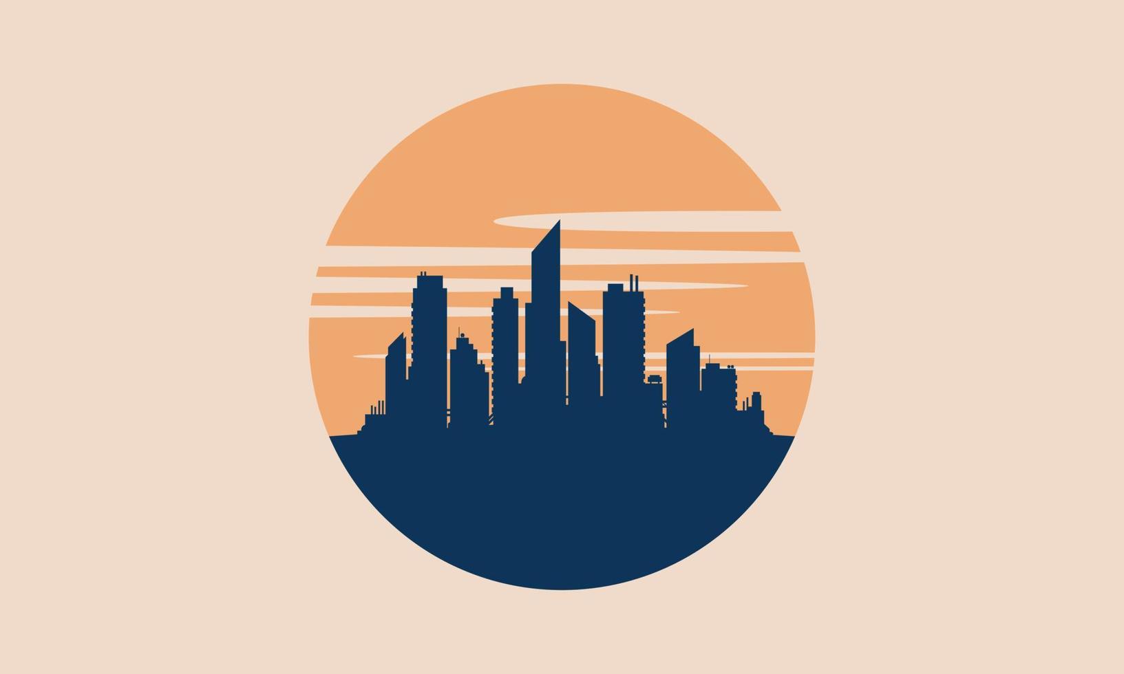 Cityscape Skyline Silhouette Retro Postcard Vector Illustration