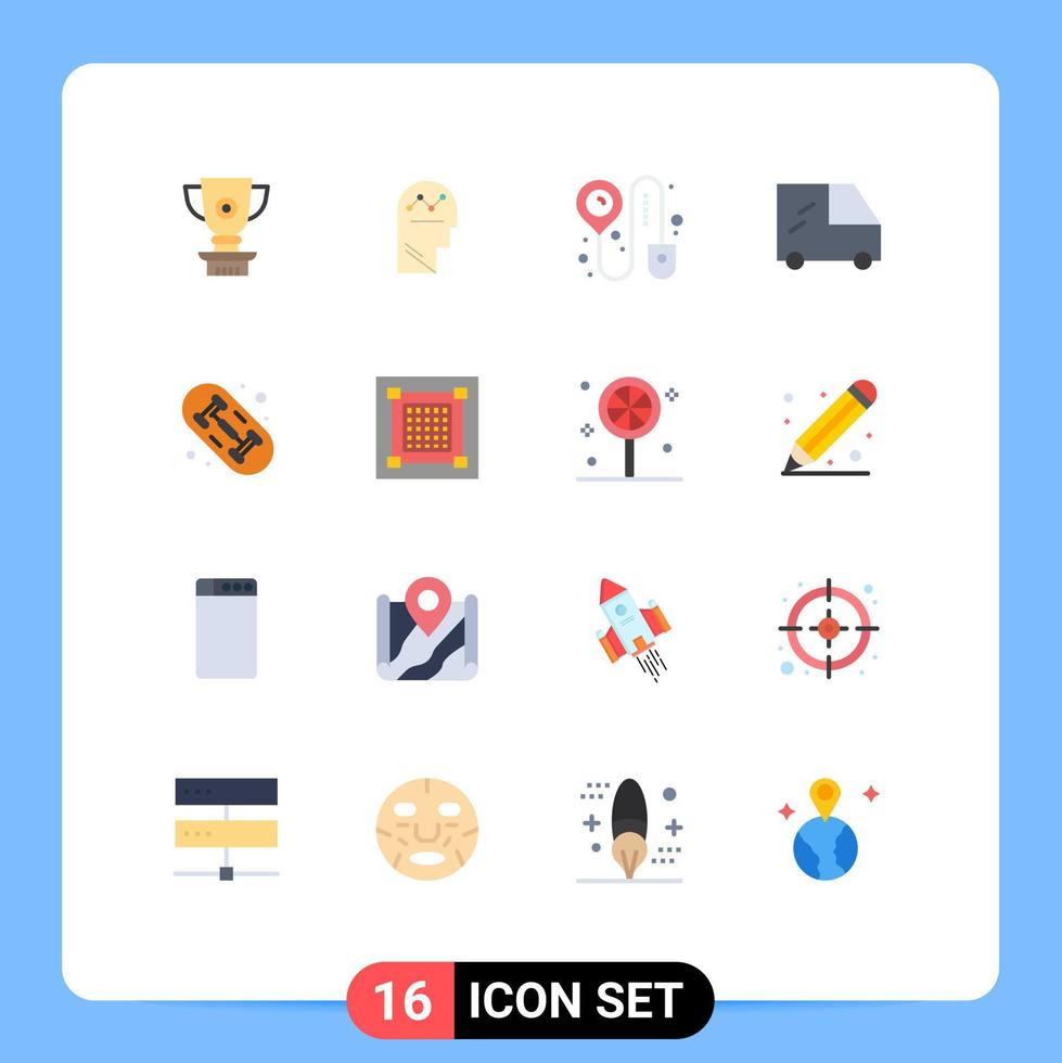 Modern Set of 16 Flat Colors and symbols such as hobby skate man vehicles online Editable Pack of Creative Vector Design Elements