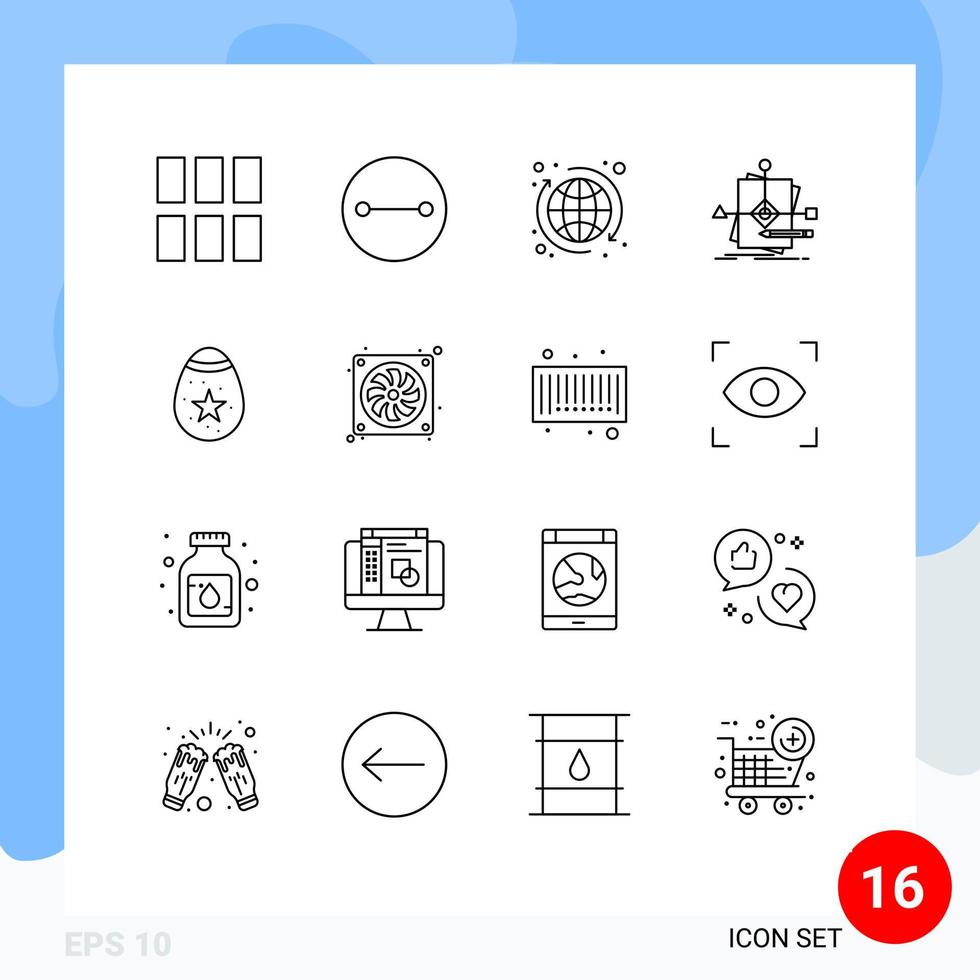 Group of 16 Outlines Signs and Symbols for decoration plan seo pattern business Editable Vector Design Elements