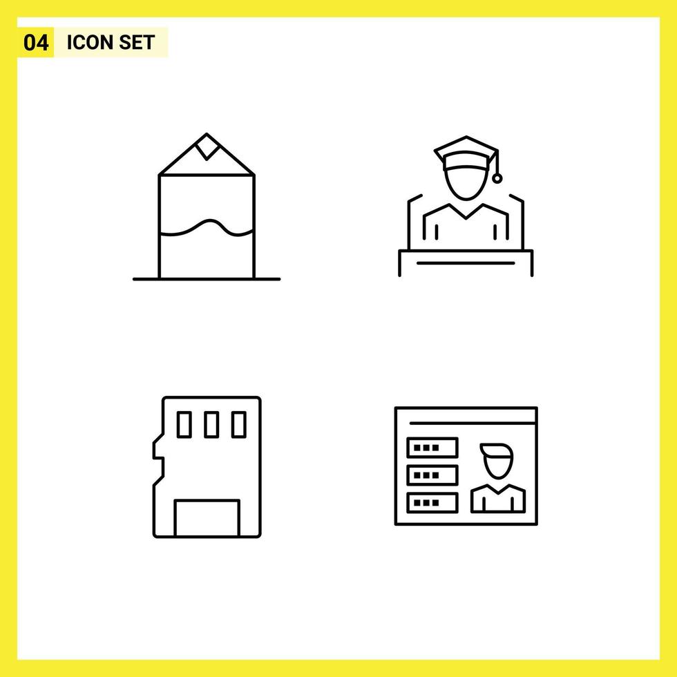 User Interface Pack of 4 Basic Filledline Flat Colors of cream memory card cap speech account Editable Vector Design Elements