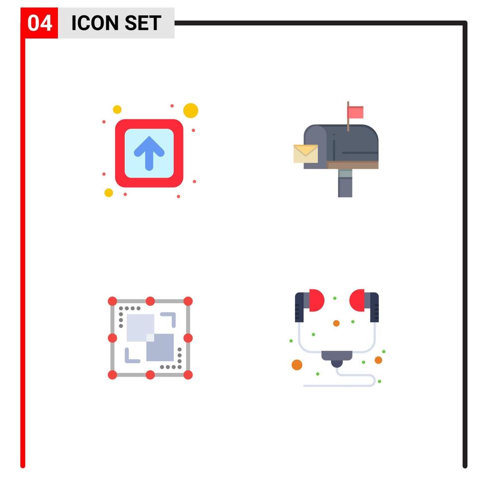 4 User Interface Flat Icon Pack of modern Signs and Symbols of arrow drawing signs message point Editable Vector Design Elements