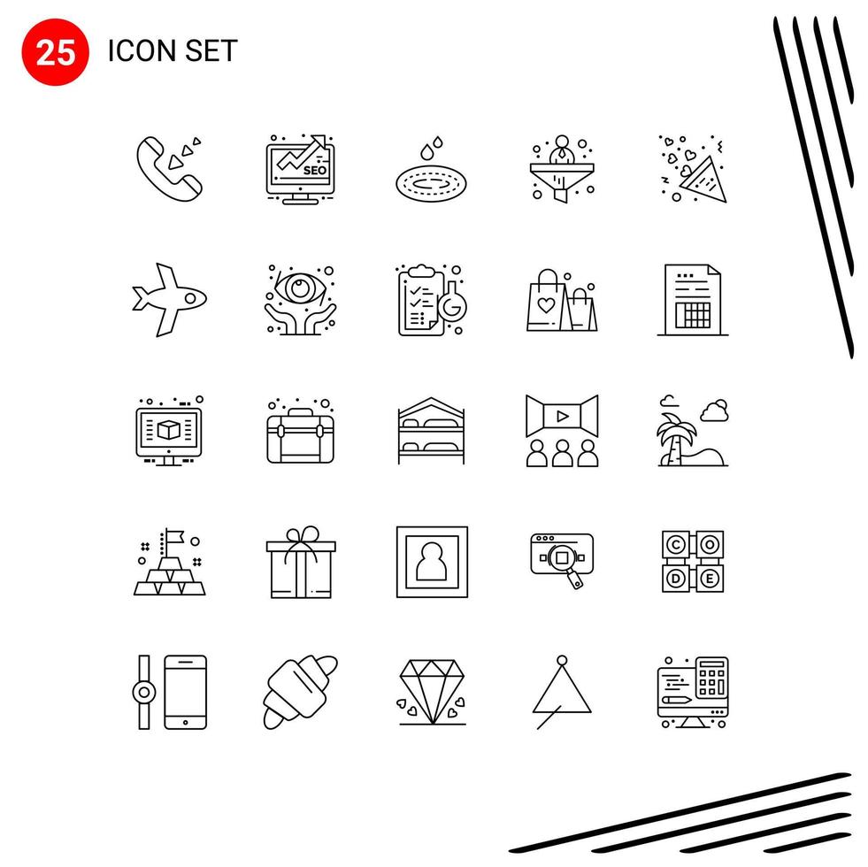 Modern Set of 25 Lines and symbols such as fireworks financial rain filter business Editable Vector Design Elements