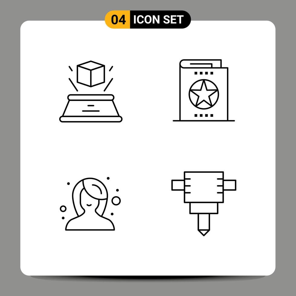 Set of 4 Modern UI Icons Symbols Signs for box beauty presentation halloween makeup Editable Vector Design Elements