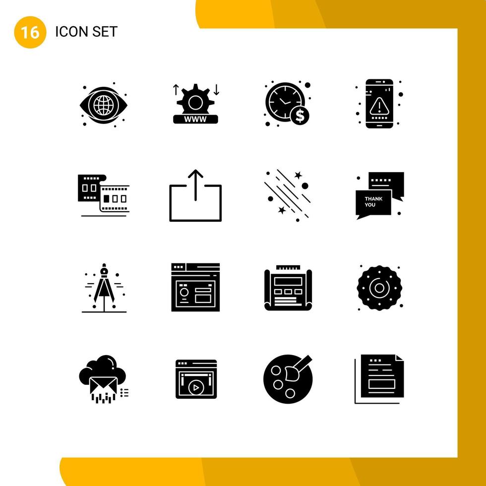 Stock Vector Icon Pack of 16 Line Signs and Symbols for cinema message management interface error Editable Vector Design Elements