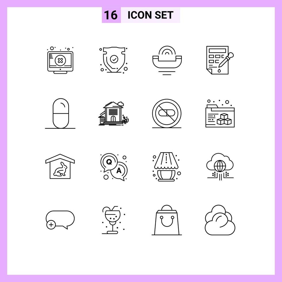 Universal Icon Symbols Group of 16 Modern Outlines of color fill color bucket verify bucket support Editable Vector Design Elements