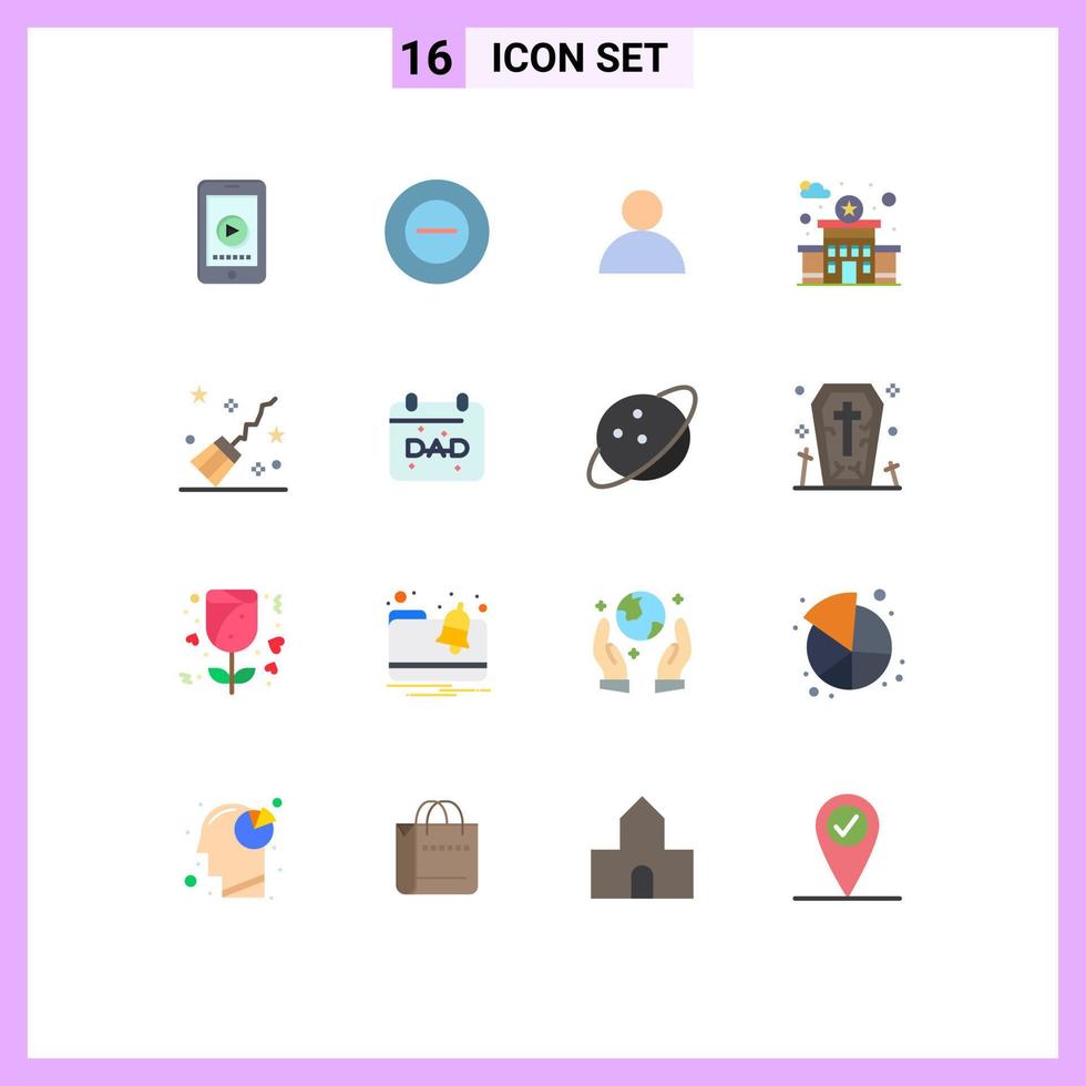 16 Universal Flat Color Signs Symbols of calendar magic avatar halloween station Editable Pack of Creative Vector Design Elements