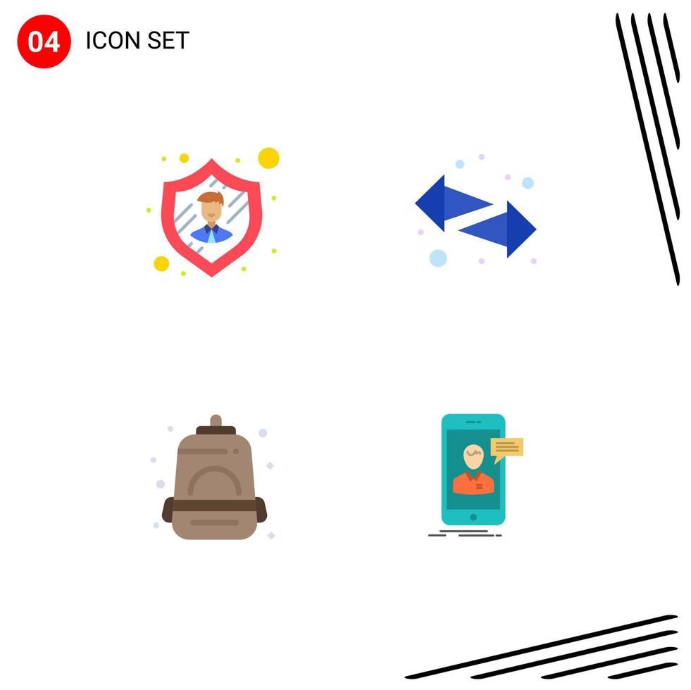 4 Thematic Vector Flat Icons and Editable Symbols of employee mountain arrows right chat Editable Vector Design Elements