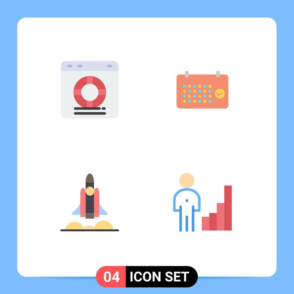 Universal Icon Symbols Group of 4 Modern Flat Icons of help time protection date bussiness Editable Vector Design Elements