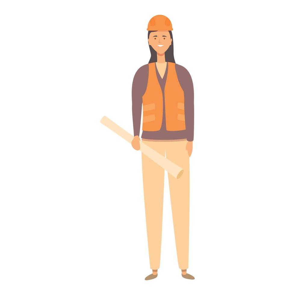 Female engineer icon cartoon vector. Woman worker vector