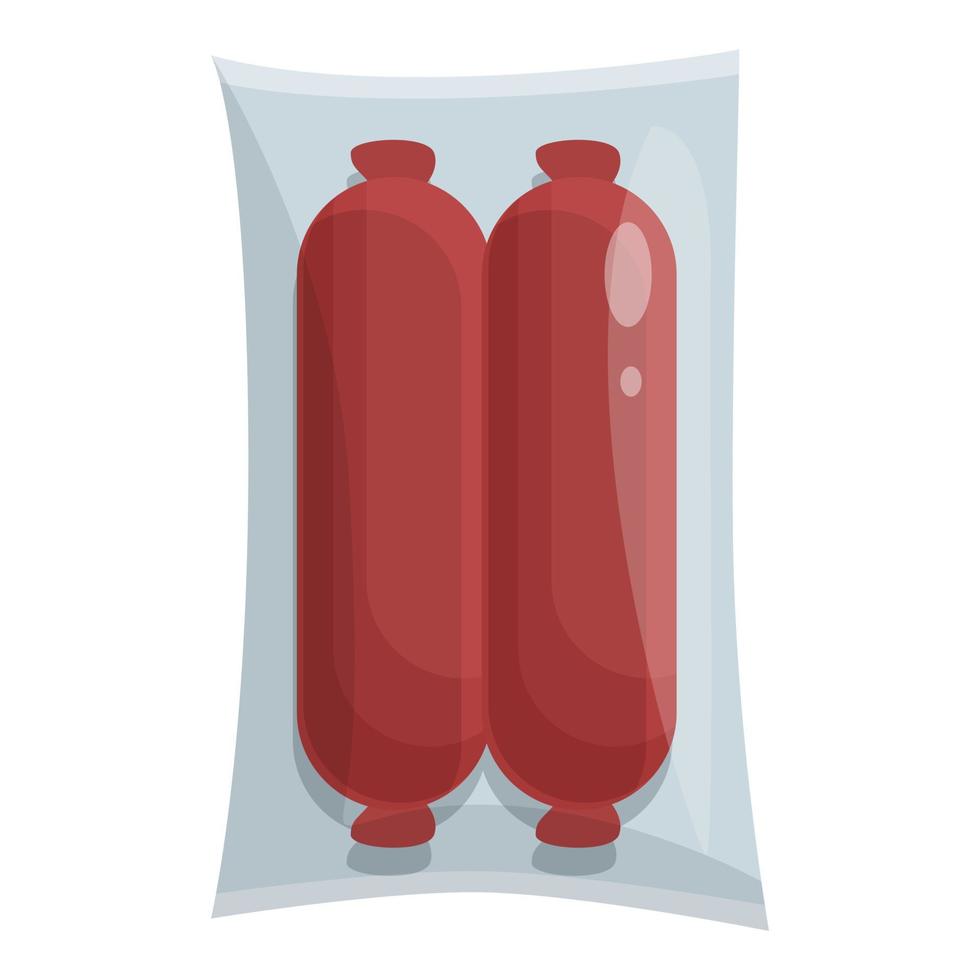 Sausage vacuum bag icon cartoon vector. Food pack vector