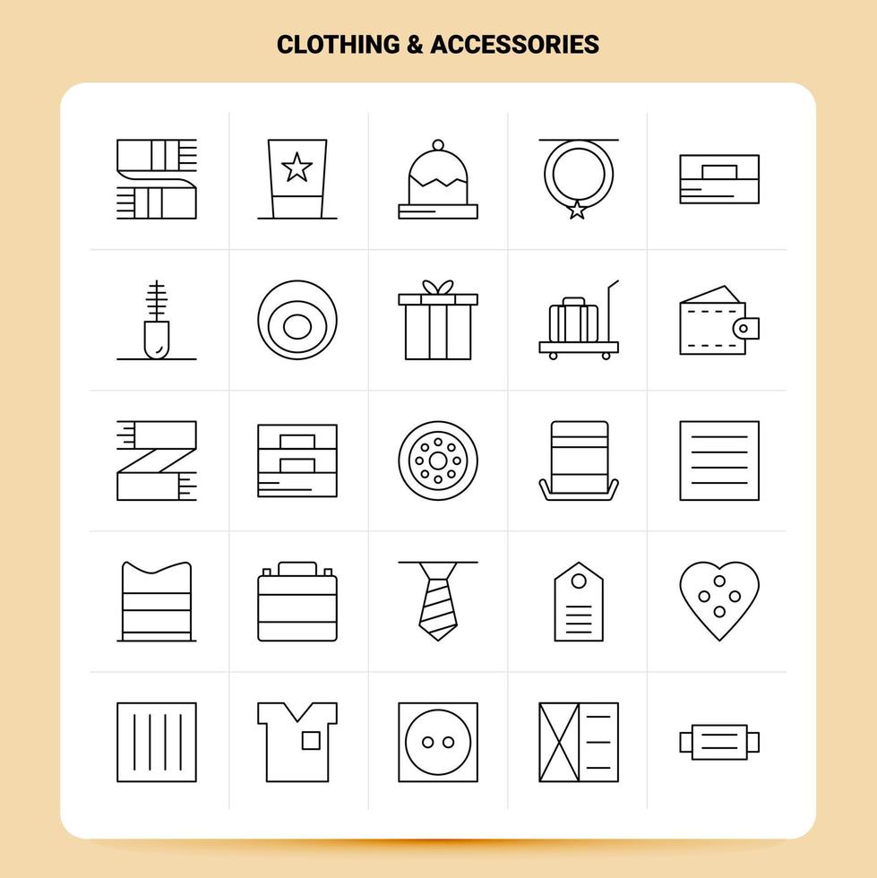 OutLine 25 Clothing  Accessories Icon set Vector Line Style Design Black Icons Set Linear pictogram pack Web and Mobile Business ideas design Vector Illustration