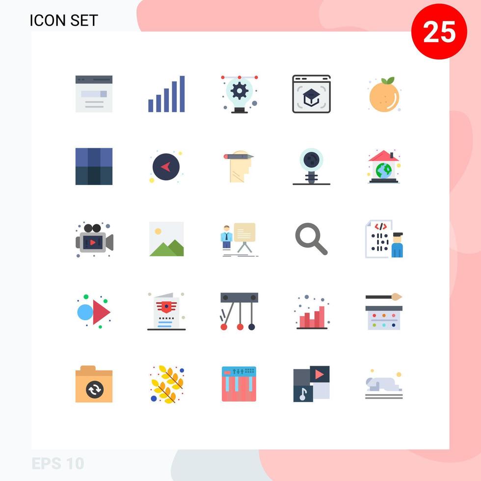 Stock Vector Icon Pack of 25 Line Signs and Symbols for citrus online artwork learning education Editable Vector Design Elements