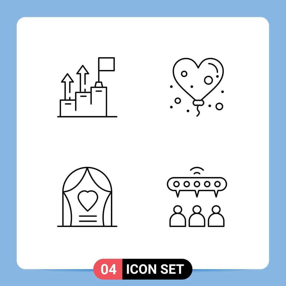 4 Line concept for Websites Mobile and Apps achievement celebration marketing heart wedding Editable Vector Design Elements