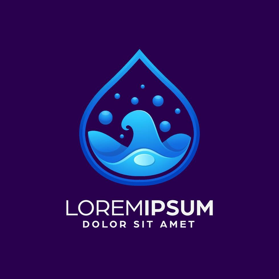 Water Drop and Wave Logo Design Template vector