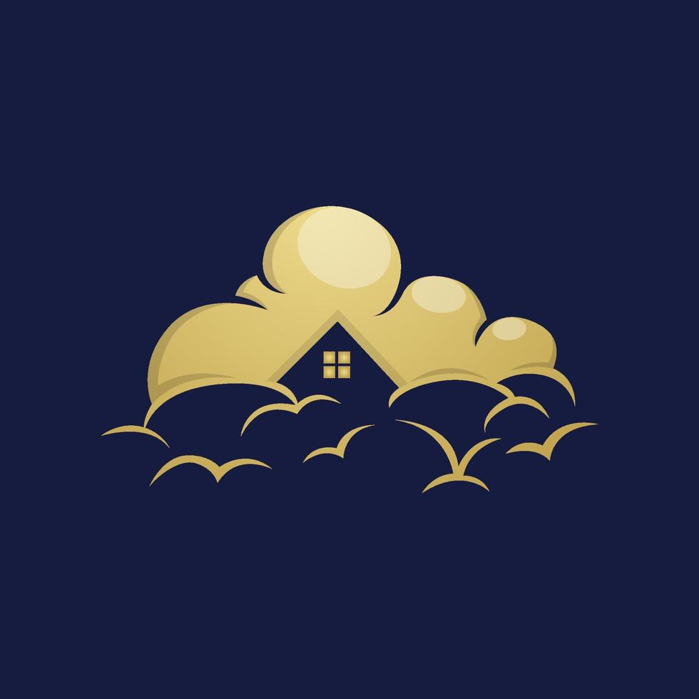 plantilla de diseño de logotipo de casa de nube de lujo vector