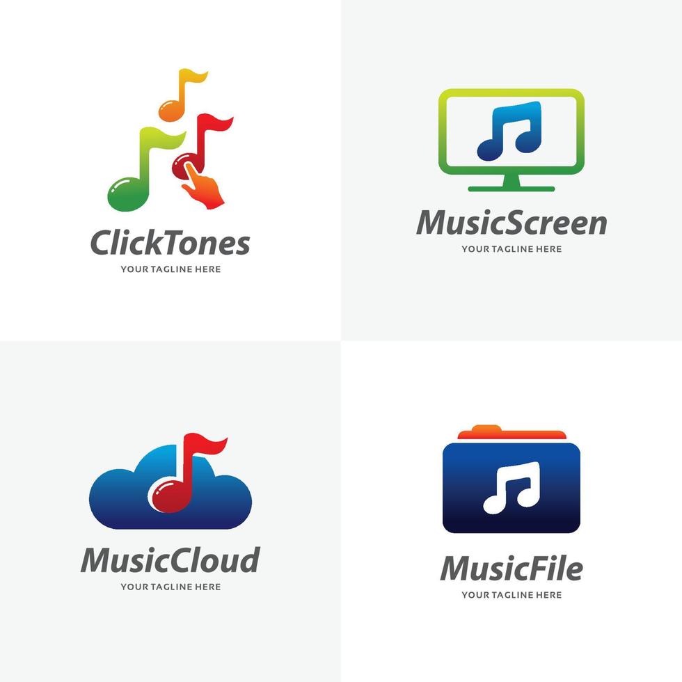 conjunto de plantillas de diseño de logotipo de nota musical vector