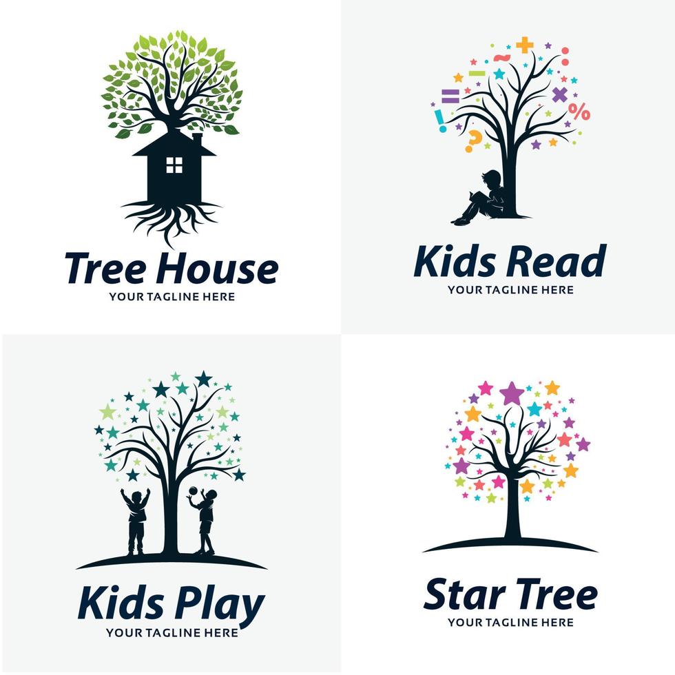 Set of Tree Logo Design Templates vector