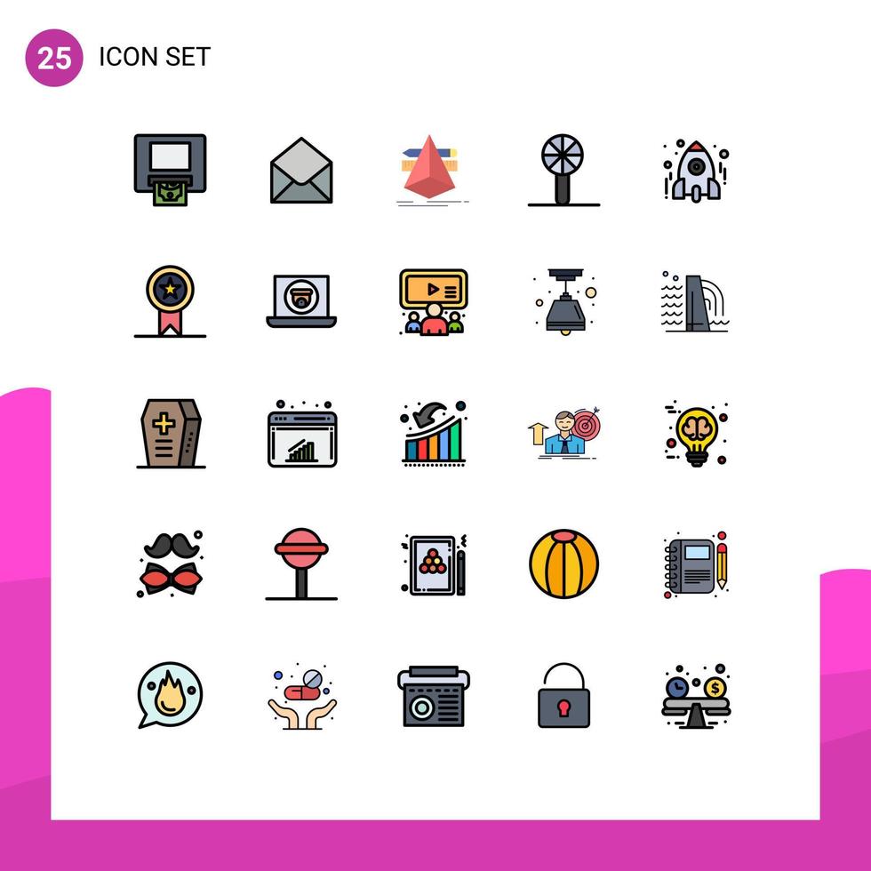 conjunto de 25 iconos de interfaz de usuario modernos signos de símbolos para aprender diseñador de juguetes sonajero juguete de bebé elementos de diseño vectorial editables vector