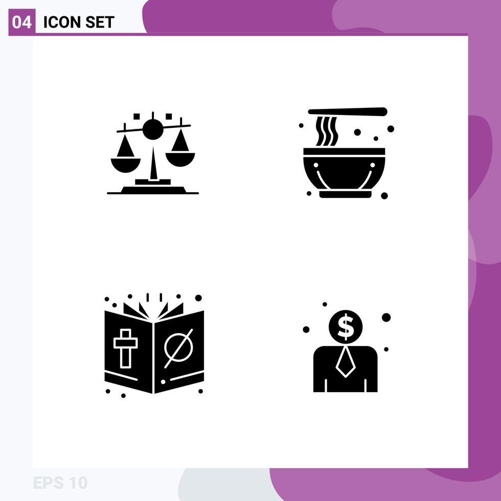 Set of Modern UI Icons Symbols Signs for balance book finance noodle halloween Editable Vector Design Elements