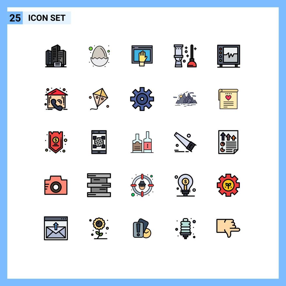 Set of 25 Modern UI Icons Symbols Signs for beat bath access clean open Editable Vector Design Elements