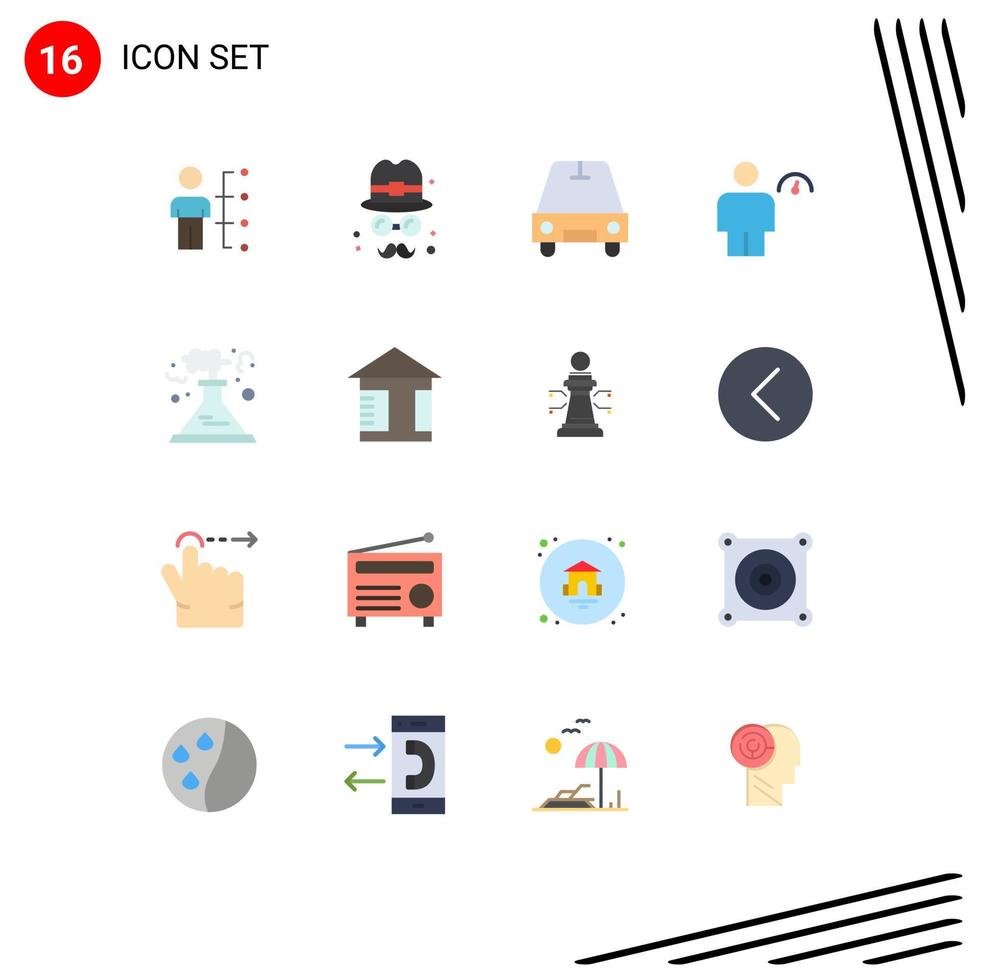 Universal Icon Symbols Group of 16 Modern Flat Colors of performance human day body transport Editable Pack of Creative Vector Design Elements