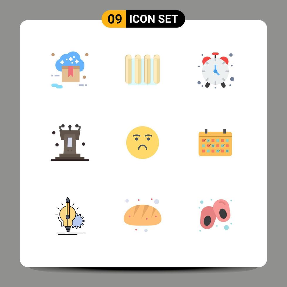 9 Universal Flat Colors Set for Web and Mobile Applications tribune podium radiator pedestal timekeeper Editable Vector Design Elements