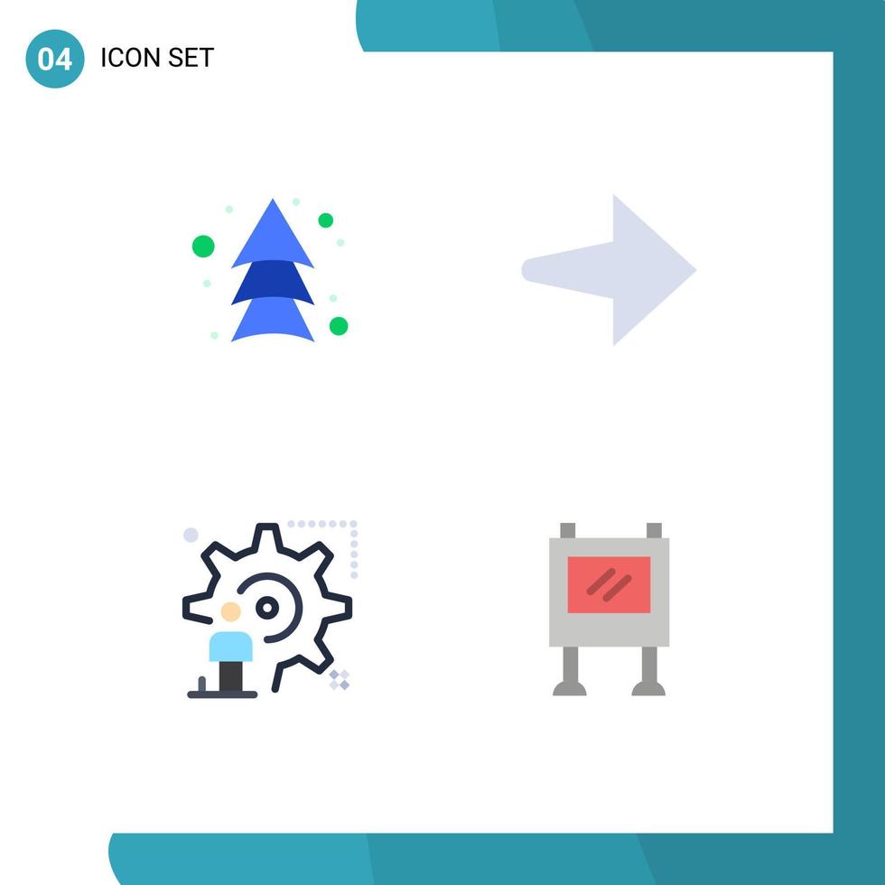 4 paquete de iconos planos de interfaz de usuario de signos y símbolos modernos de configuración de dirección de hombre de flecha anuncio elementos de diseño vectorial editables vector