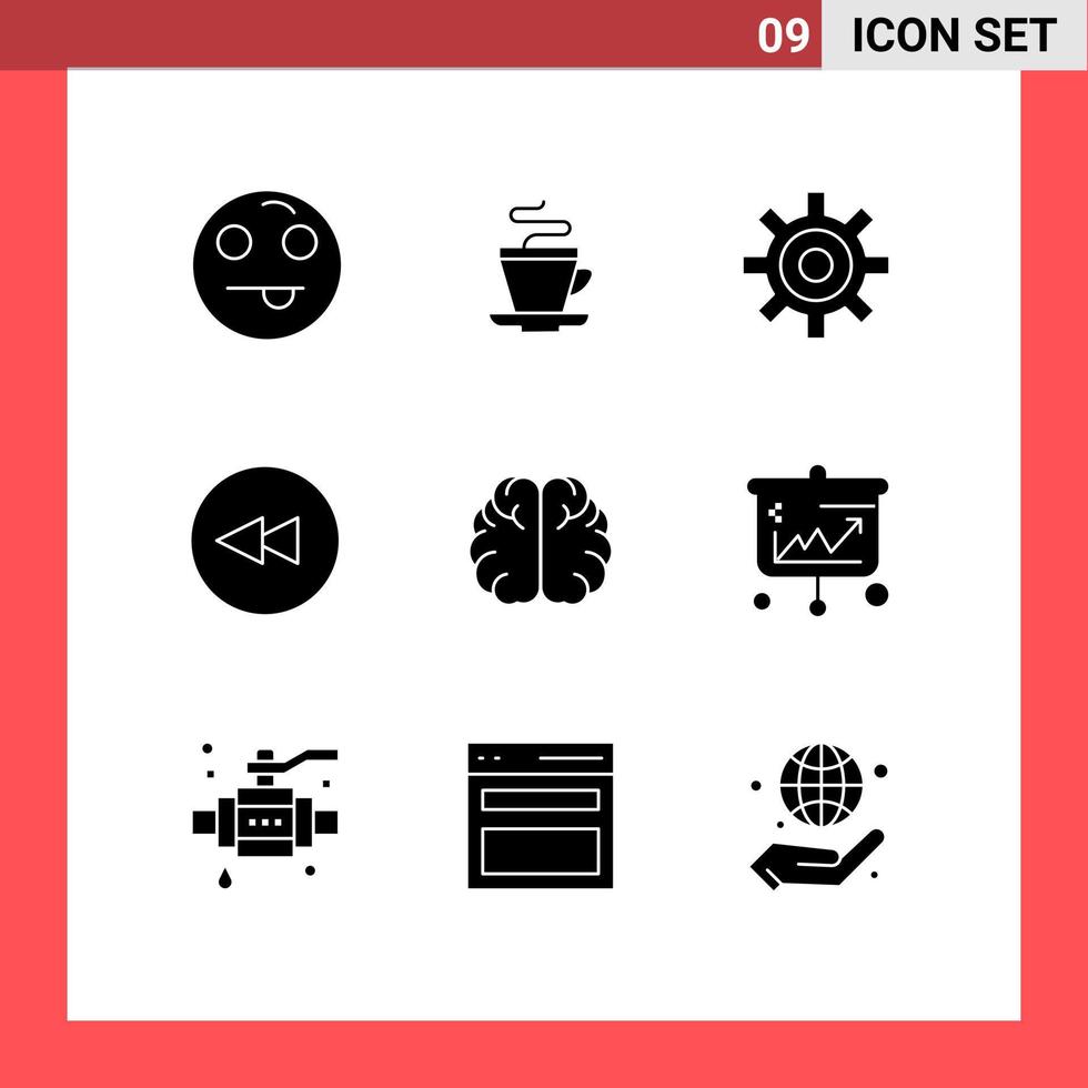 Stock Vector Icon Pack of 9 Line Signs and Symbols for knowledge education interface brain circle Editable Vector Design Elements