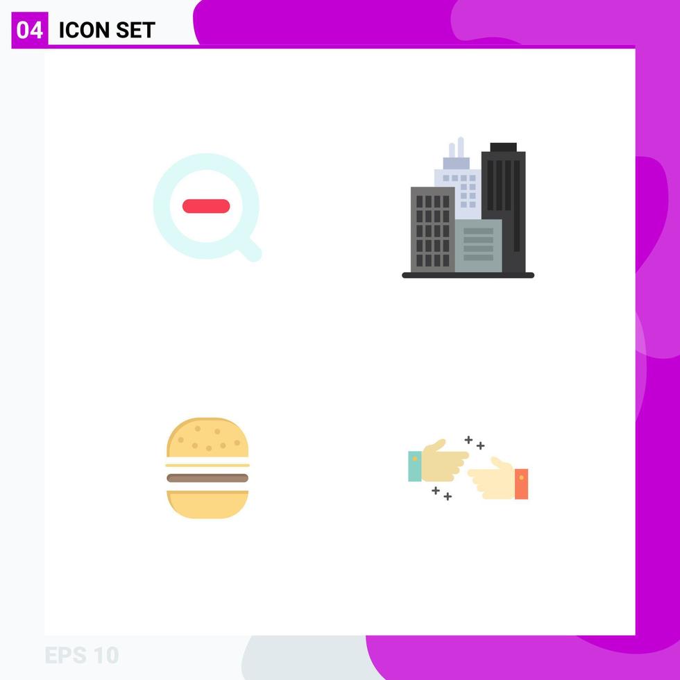 4 Universal Flat Icon Signs Symbols of search fast delete office handshake Editable Vector Design Elements