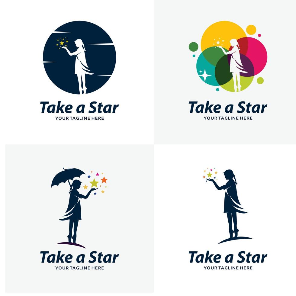 Set of Reach a Star Logo Design Templates vector