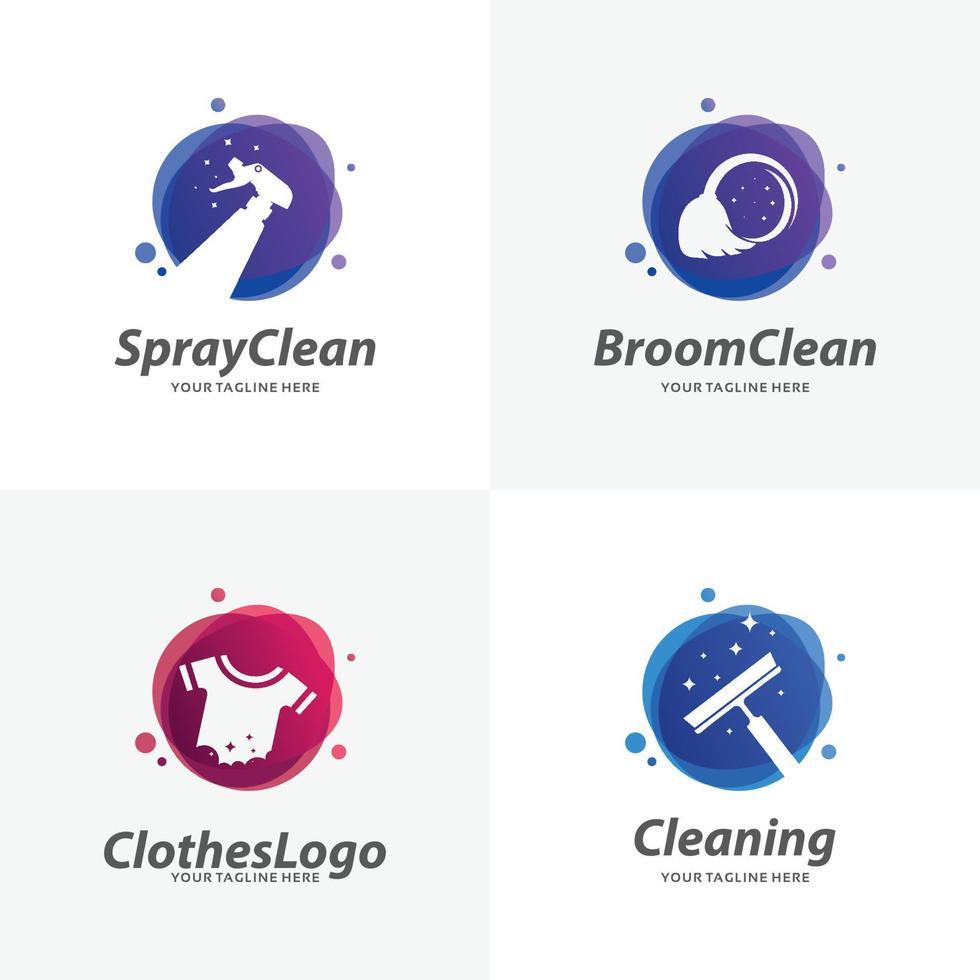 Set of Cleaning Logo Design Templates vector