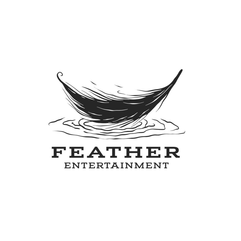 feathers fall in the water logo. entertainment logo design template with white background vector