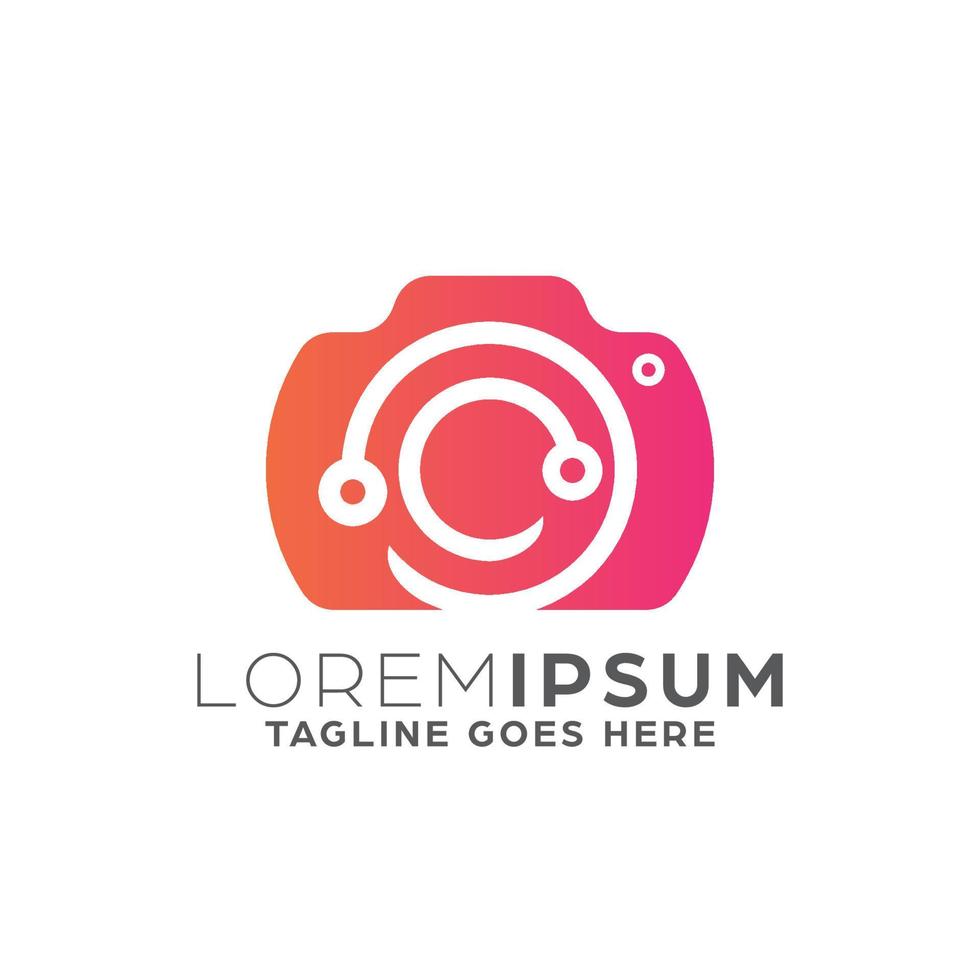 Gradient Logo Template with Camera Technology Shape vector
