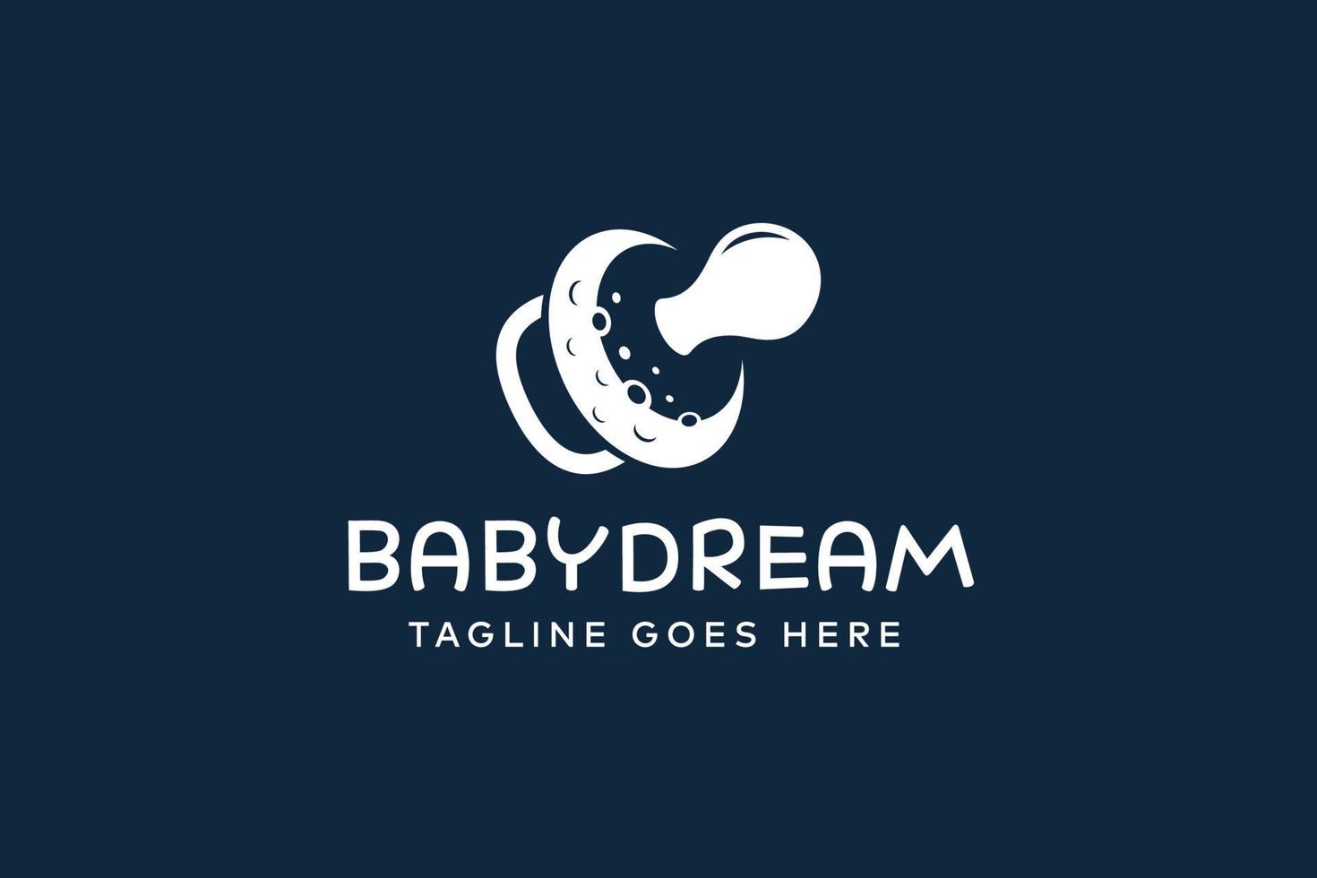 Baby Dream Logo. Pacifier and Crescent Moon Logo Design Template vector