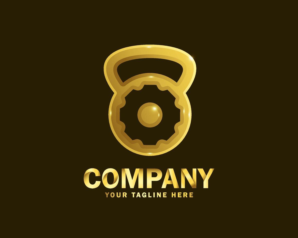 luxury gold gym gear logo design template vector