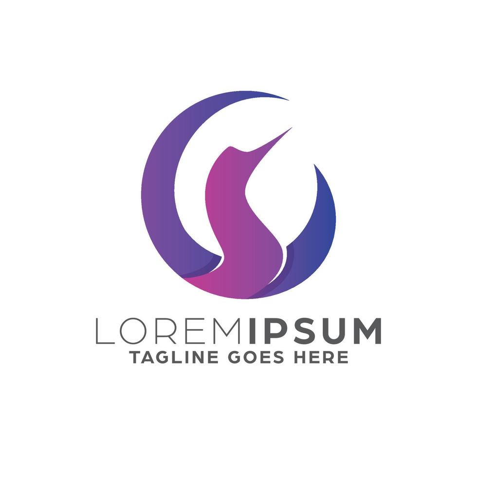 Gradient Abstract Bird Design Template vector