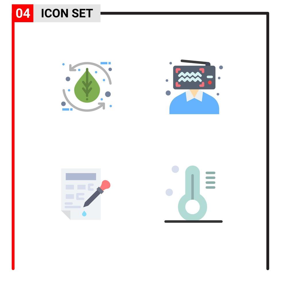 Mobile Interface Flat Icon Set of 4 Pictograms of leaf bucket leaf blogging color drop Editable Vector Design Elements