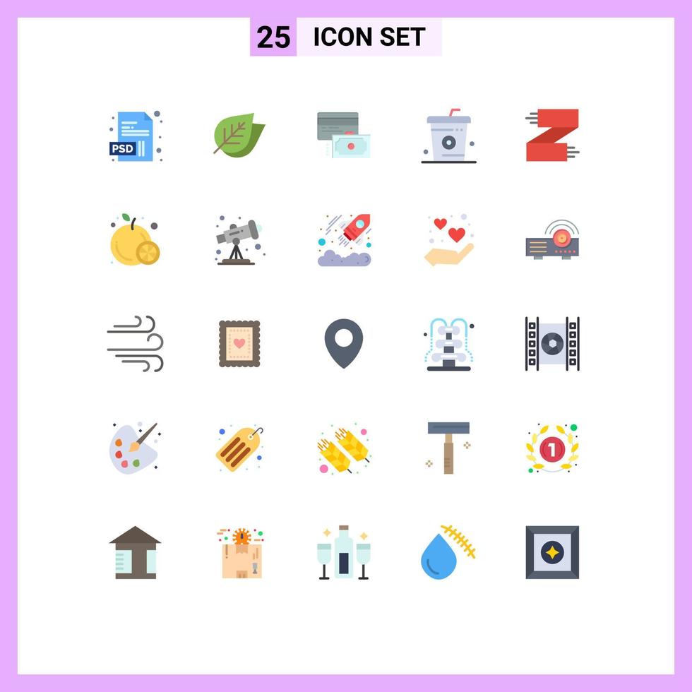 Modern Set of 25 Flat Colors and symbols such as clothes meal credit food cooking Editable Vector Design Elements