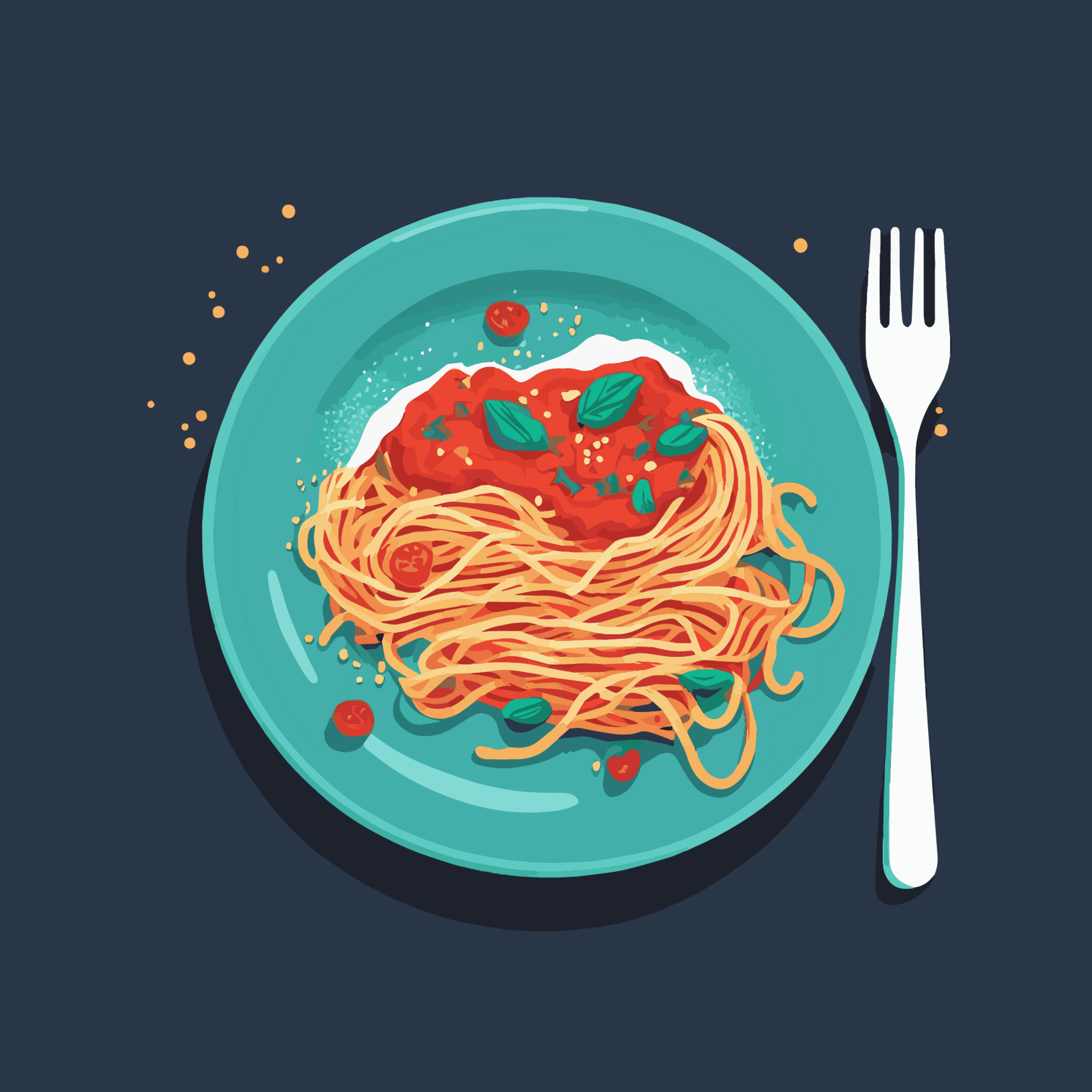Spaghetti bolognese Italian Food on Plate vector illustration Cartoon Style  14800699 Vector Art at Vecteezy