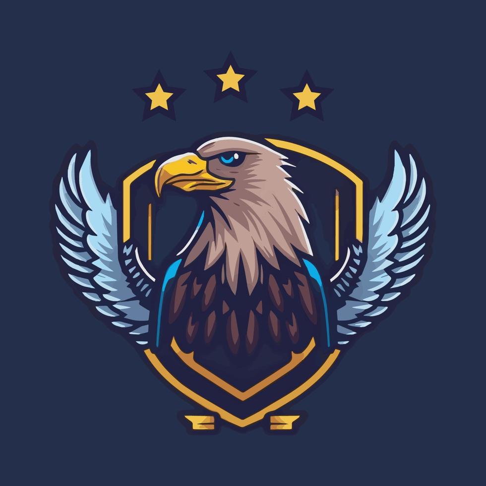 Ilustración de vector de diseño de logotipo de juego de mascota de escudo de cabeza de águila