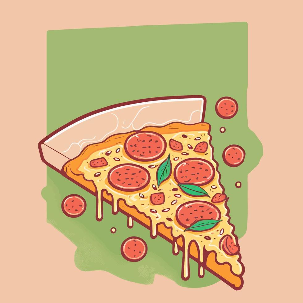 Ilustración de vector de pizza italiana sabrosa para logo o cartel